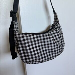 Baggu Small Crescent Bag in Black Gingham